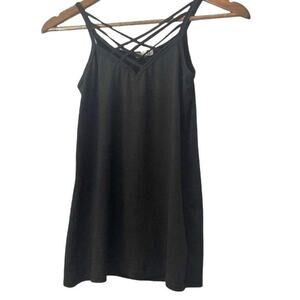 Urbanology Criss-Cross Neckline Tank Soft Black Size Medium